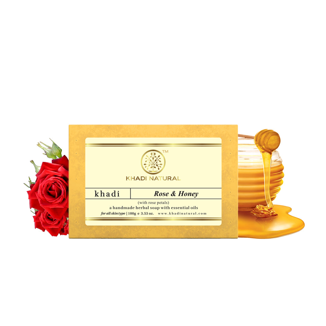 Khadi Natural Rose & Honey With Rose Petals Soap Combo Pack Of 5 – 100gm Each view 2