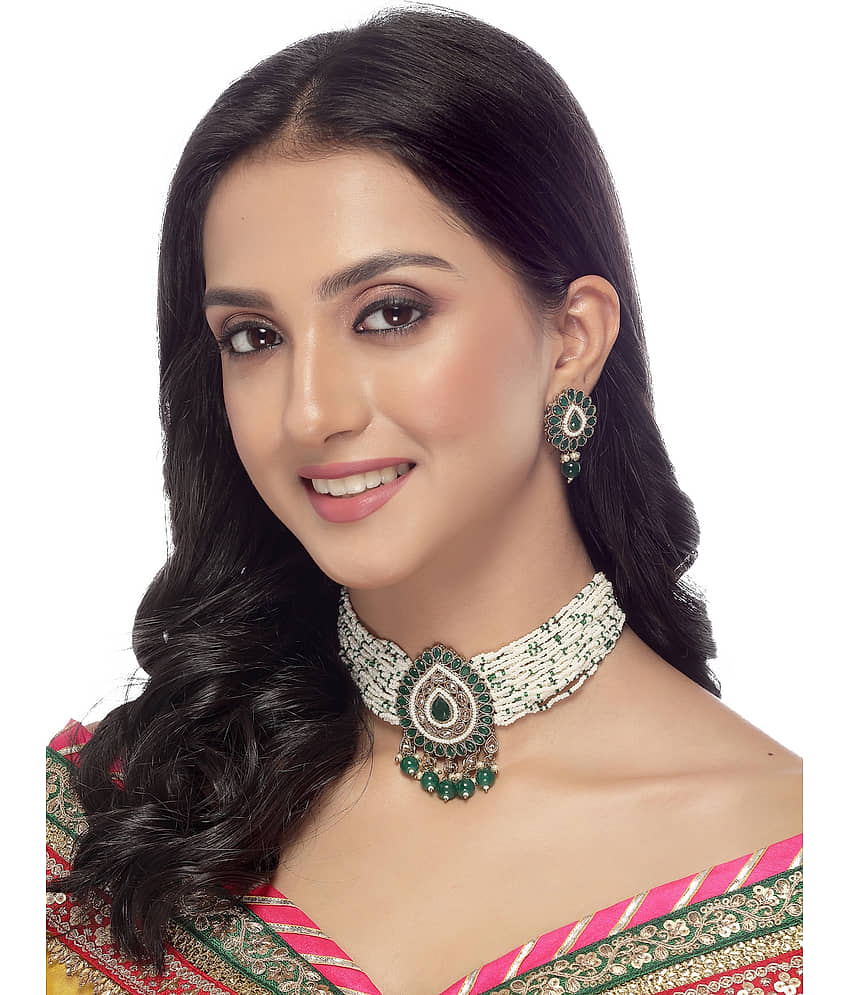 Sukkhi Green Alloy Necklace Set ( Pack of 1 ) view 2