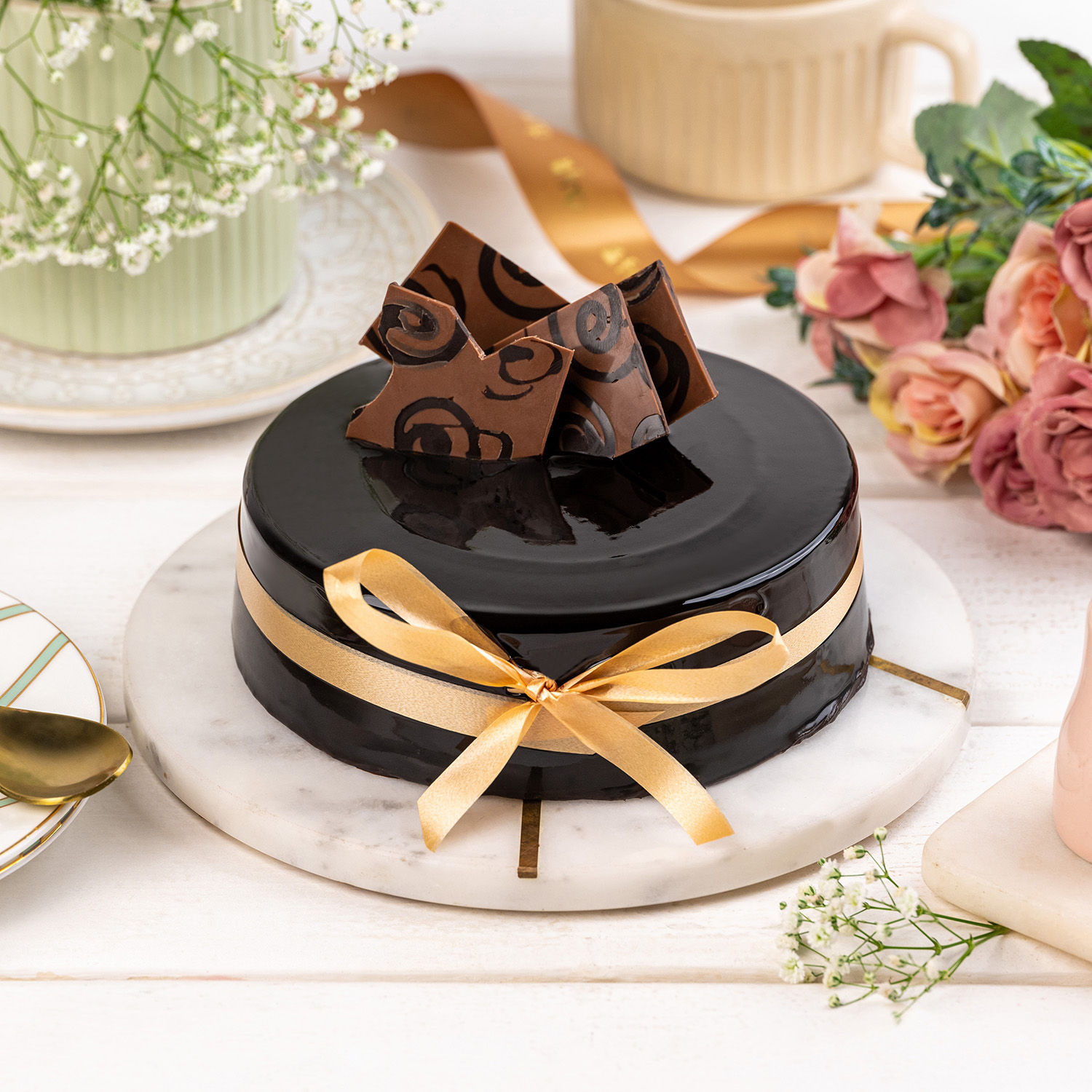 Decorated Chocolate Truffle Cake Half Kg view 2