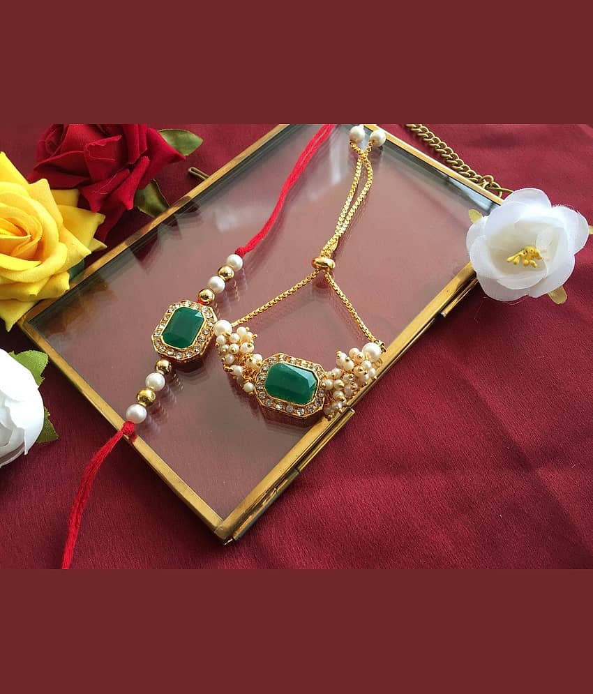 THRIFTKART Bhaiya Bhabhi Rakhi Multicolour STON WITH American Diamond BHAIYA BHABHI RAKHI view 2