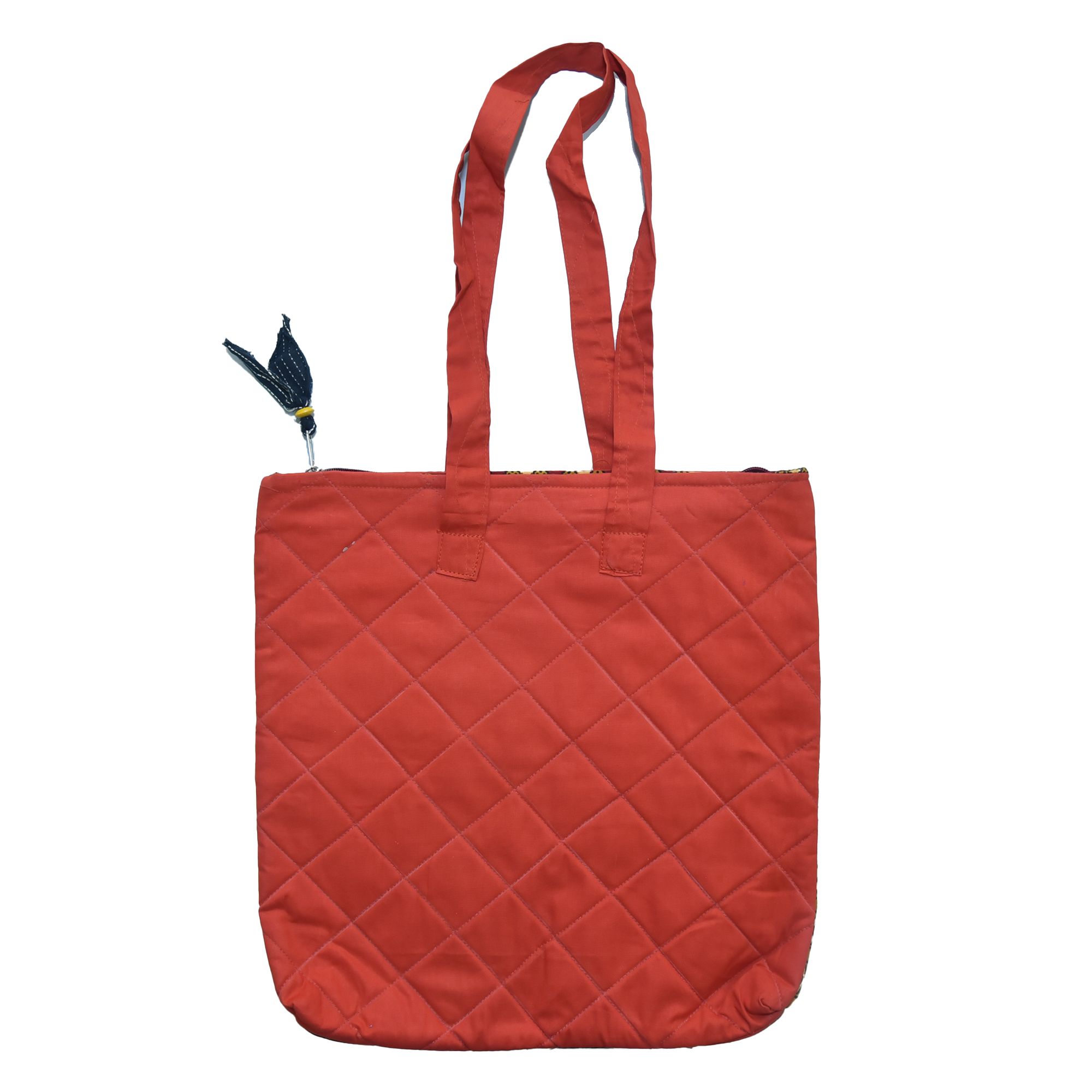 Tribes India Handcrafted Cotton Orange Jhola Bag view 2