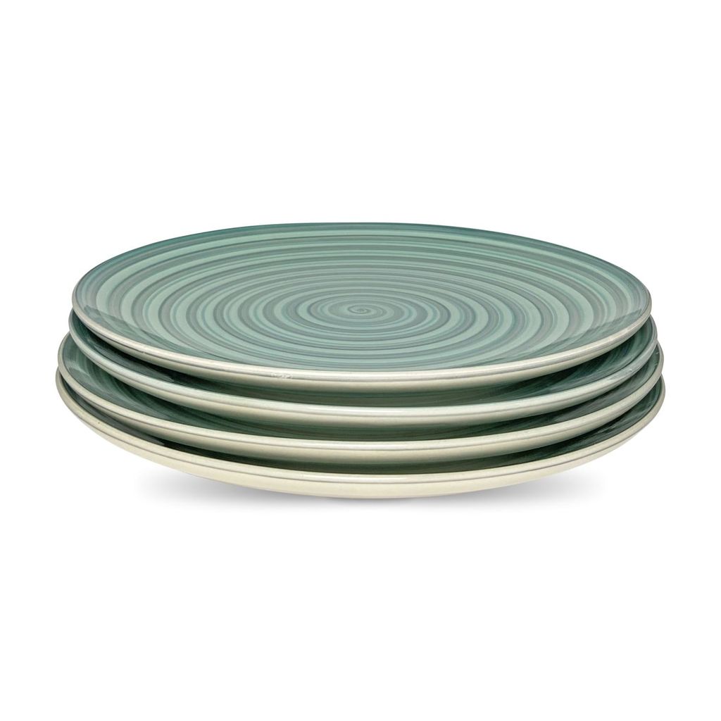 Ceramic Dining Green & Grey Hand-Painted Ceramic 10.2Inchs Dinner Plates Set of 4 view 2