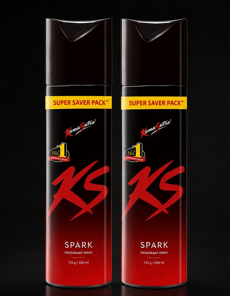 KS Spark Deodorant Spray Combo Pack of 2 (190ml Each) | Long Lasting Freshness Body Spray for Men