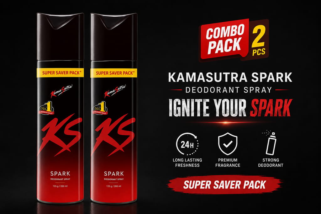 KS Spark Deodorant Spray Combo Pack of 2 (190ml Each) | Long Lasting Freshness Body Spray for Men view 2