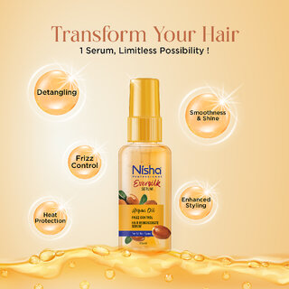 Nisha Hair Serum EverSilk Argan Oil Serum 55ml, Hair Serum For Dry Frizzy Hair view 2