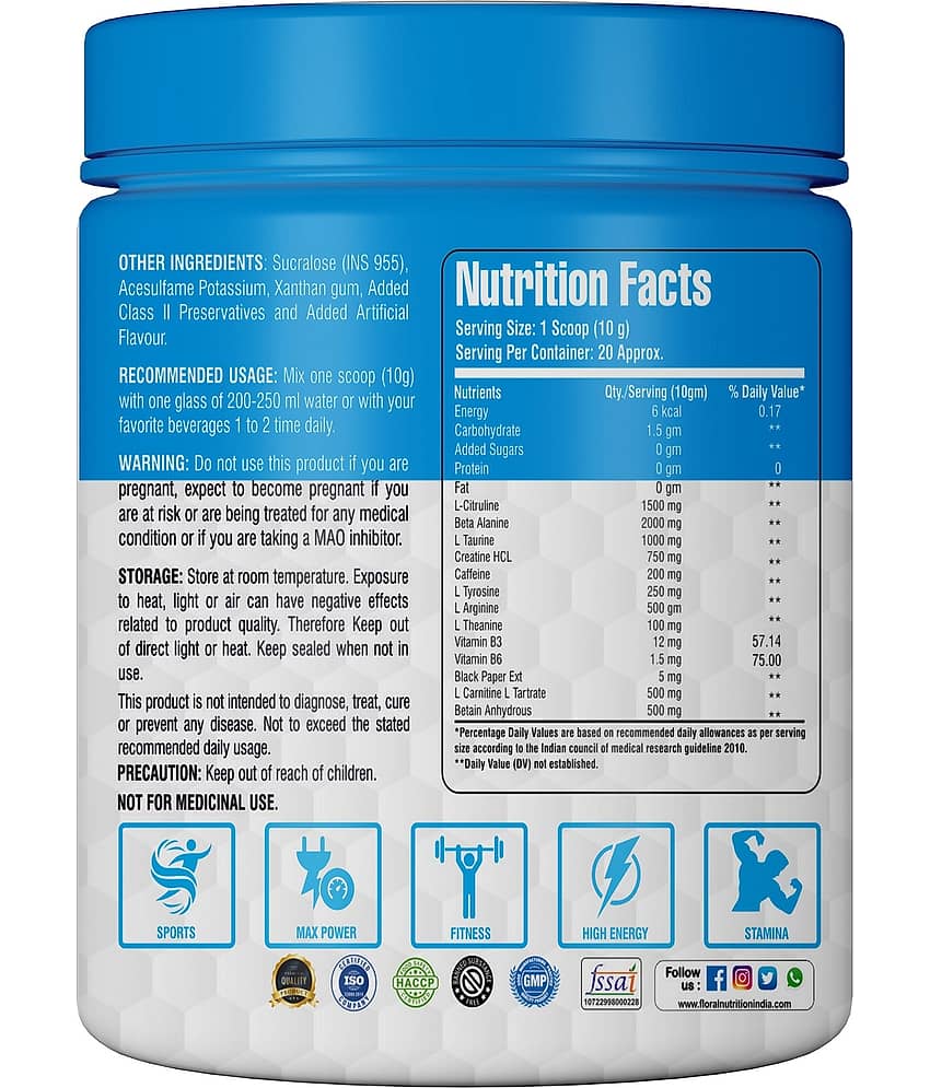 Floral Nutrition Pre Workout Amino Acid 200 gm view 2