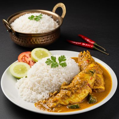 White Rice With Fish Curry