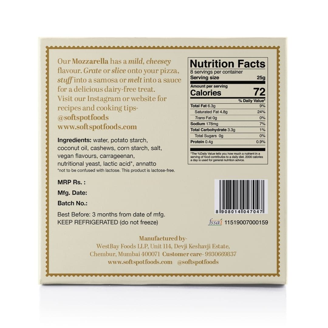 Soft Spot Foods- Plant Based Grates and Melts Mozzarella, 200 gm view 2