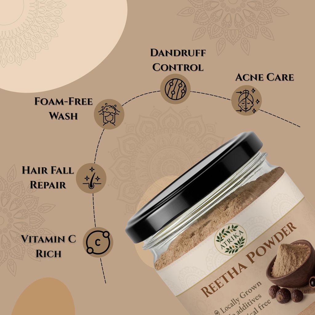 Atrika Reetha Powder 150g | Natural Reetha (Aritha) Powder for Hair Cleansing & Growth | Herbal Shampoo Alternative view 2