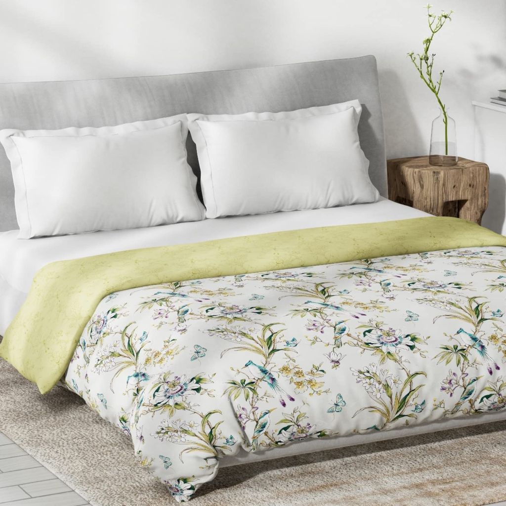DDECOR - Primary Collection 100% Cotton Floral Pattern 136TC King Quilt |229 CM X 274 CM| - Yellow view 2