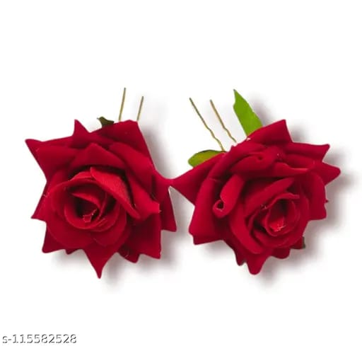 Single Artificial Flower Hair Pin Set of 6 pieace view 2