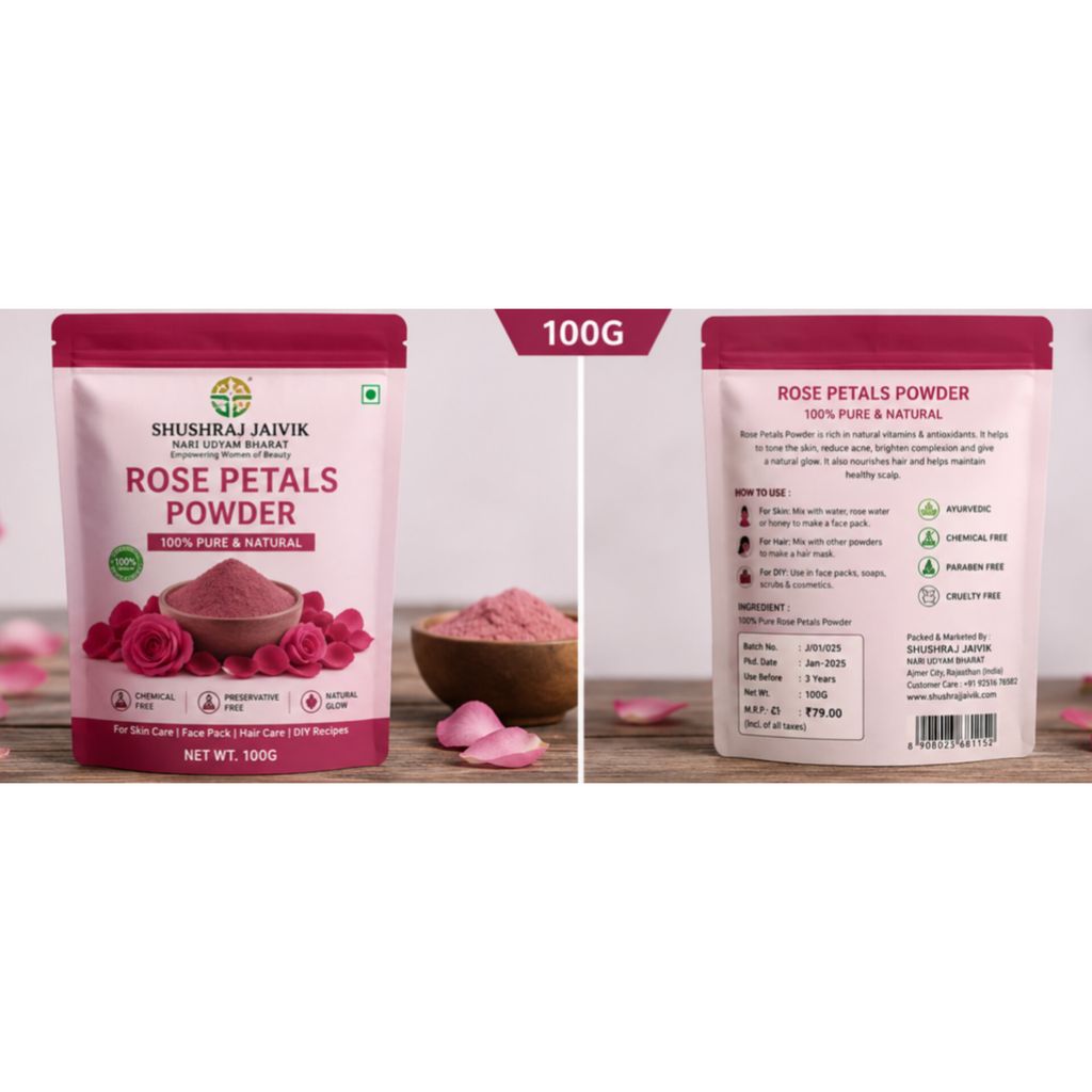 SHUSHRAJ JAIVIK Rose Petals Powder 100% Pure & Natural – Skin & Hair Care view 2