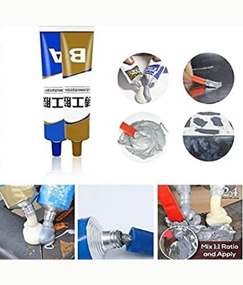 Magic Metal Mending, Industrial Heat Resistance Cold Weld Metal Repair Paste Adhesive Gel, Ab Strong Glue Universal Metal Plastic Weld Repair Glue Aluminum, Chrome, Stainless Steel (2 pc tube) view 2