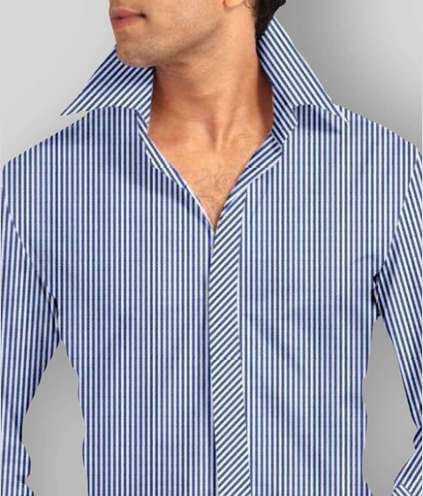 Makhanchor 100 Percent Cotton Slim Fit Men's Formal Shirt - Blue ( Pack of 1 ) view 2
