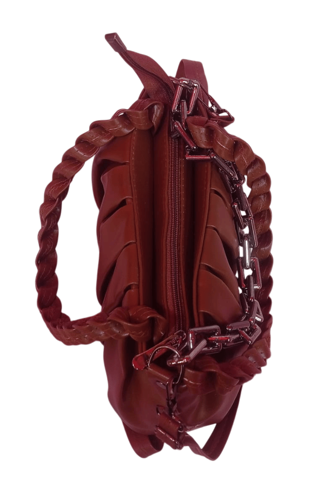 Women's Brown Pleated Chain Strap Shoulder Bag view 2