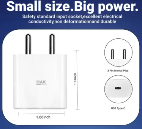 Pandaco 20 W Quick Charge 3 A Wall Charger for Mobile with Detachable Cable (White, Cable Included) view 2