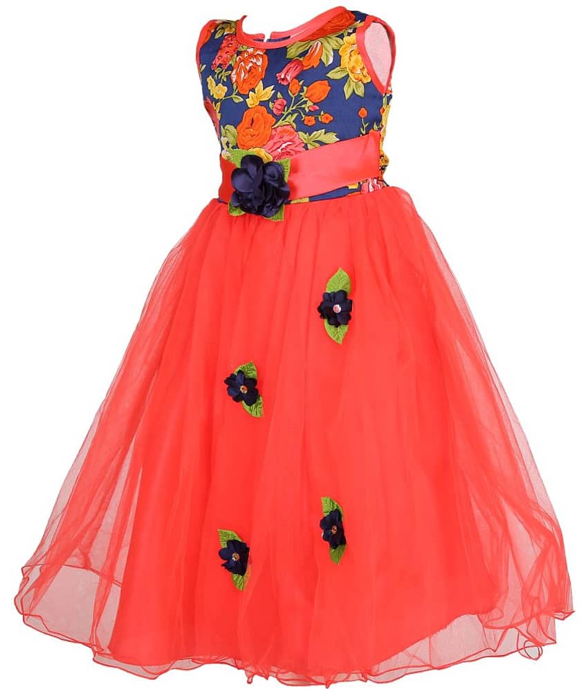Arshia Fashions Net A-line Dress For Girls ( Pack of 1 , Red ) view 2