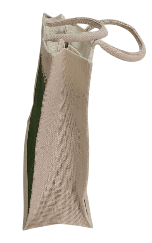 NLR RURAL Green Jute Tote Bag with Zipper and Pink Trim view 2