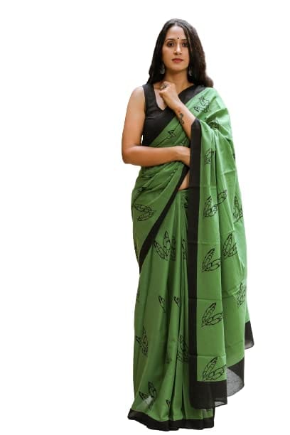 cotton printed saree with blouse view 2
