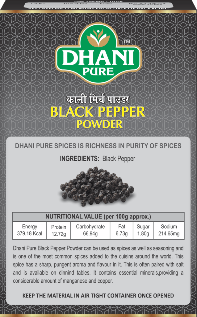 Dhani Pure Black Pepper Powder Box, 100g view 2