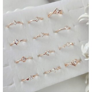 Trendy Adjustable Rose gold plated Finger ring for women (Combo set of 12) view 2