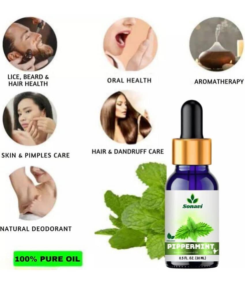 Sonavi Peppermint Stress Relief Essential Oil Green With Dropper 60 mL ( Pack of 2 ) view 2