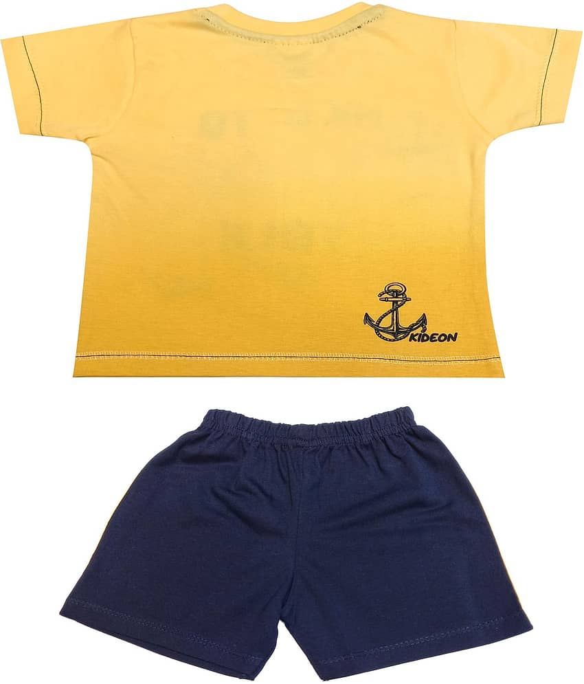 Kideon Pack of 1 Baby Boys 100% Cotton T-Shirt & Shorts ( Gold ) view 2