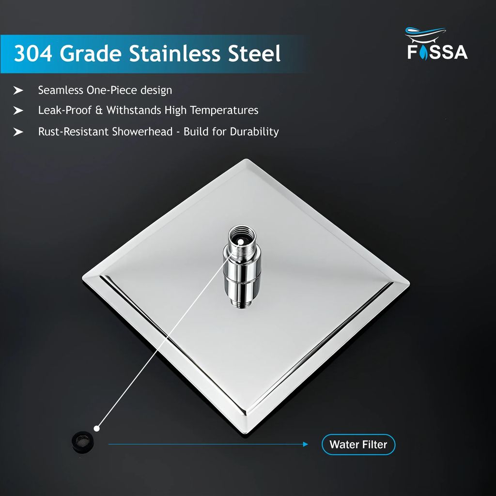 UItra 6x6 Inch Square Rain Overhead Shower – 304 Stainless Steel (Without Arm) view 2