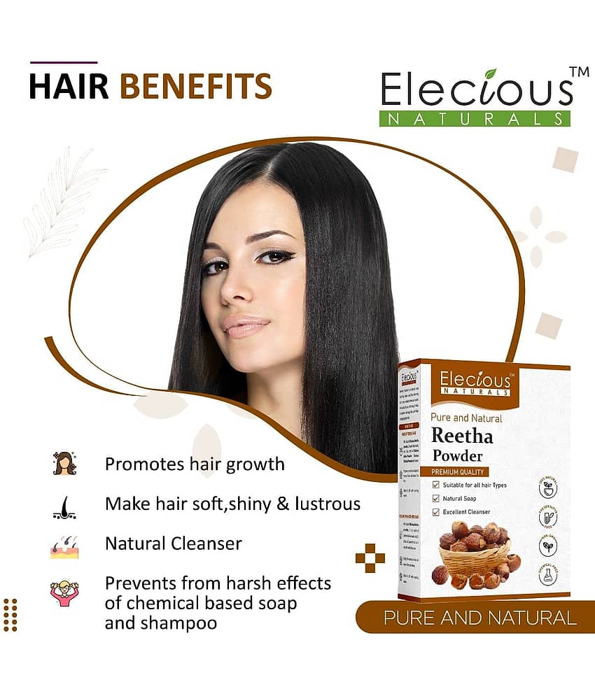 Elecious Pure Reetha Powder for Hair Growth (200 Grams) | 100% Pure and Natural view 2