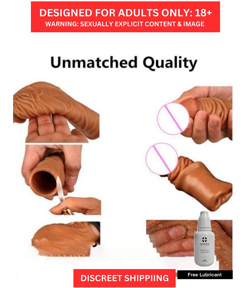 2 Inch Extension Double Hole Skin Brown Penis Sleeve For Men | Sex Toys For Couples By Naughty Nights + Free Kaamraj Lubricant view 2