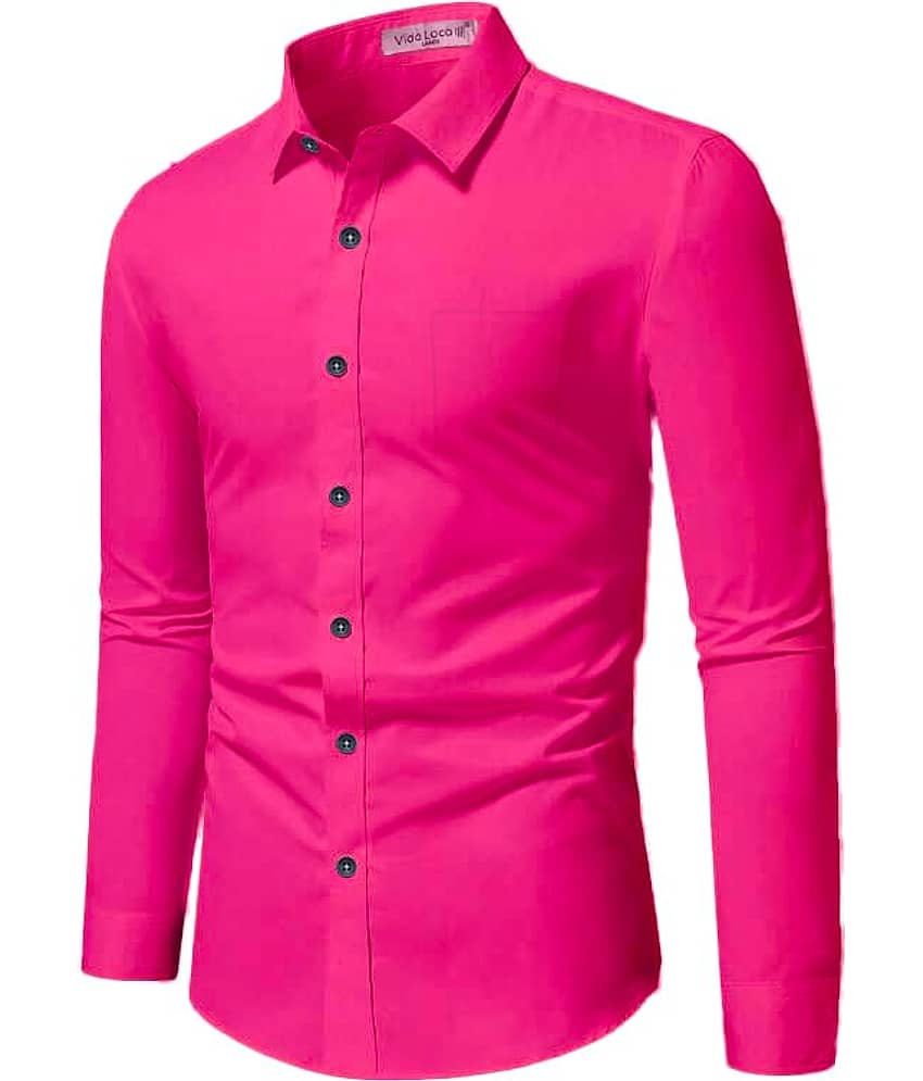 UNI VIBE Cotton Blend Slim Fit Solids Full Sleeves Men's Casual Shirt - Red ( Pack of 1 ) view 2