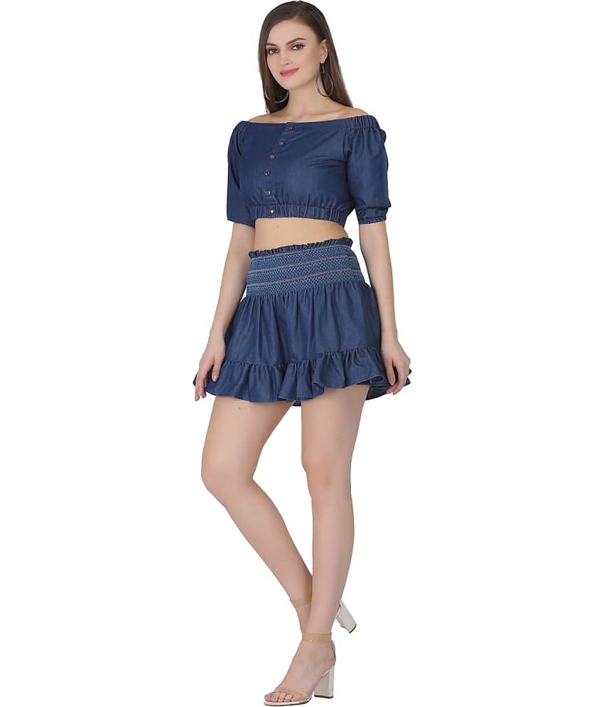 SAAKAA Women's Denim Regular Top ( Blue ) view 2