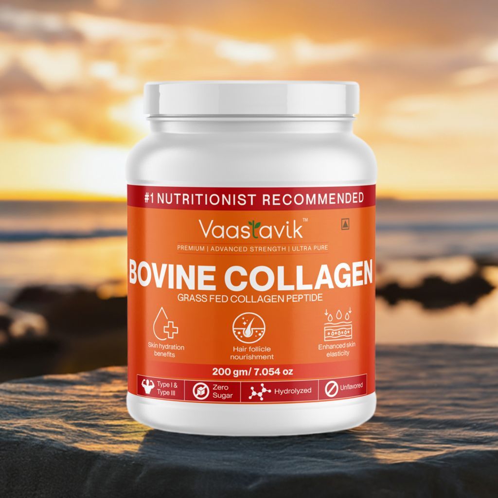 Vaastavik Bovine Collagen Powder Hydrolyzed Collagen Peptides Type 1 & Type 3 Grass Fed 200 gms view 2