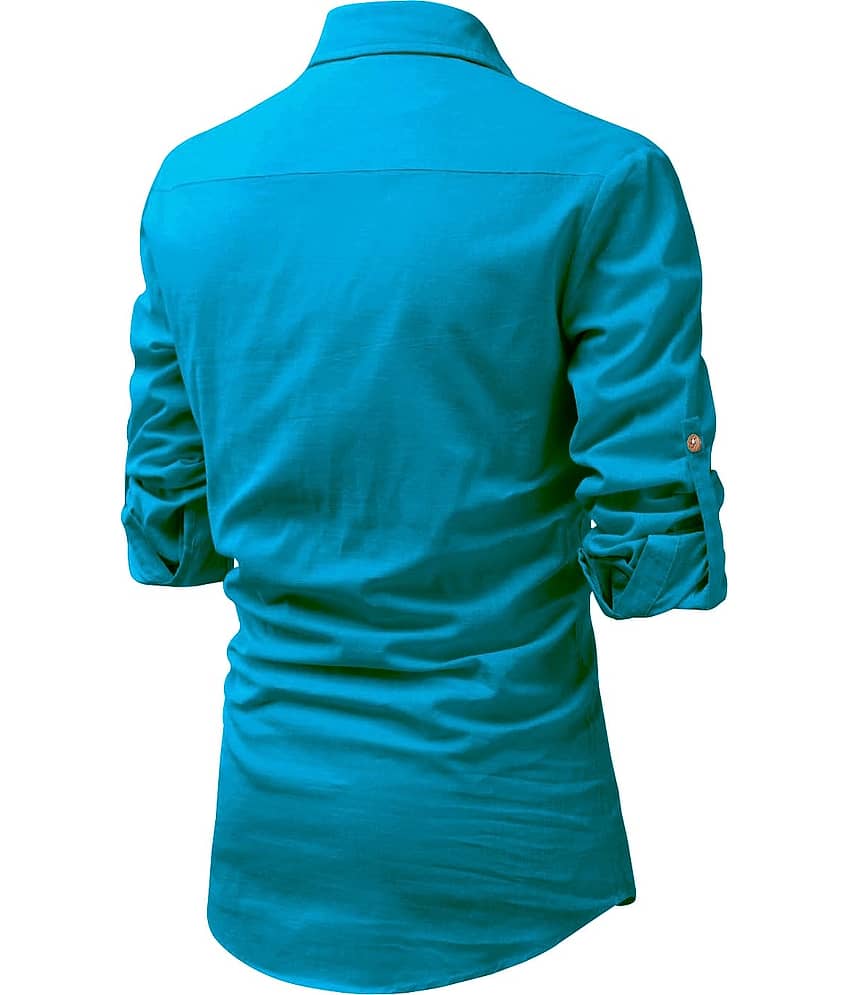 UNI VIBE Olive Cotton Blend Men's Shirt Style Kurta ( Pack of 1 ) view 2