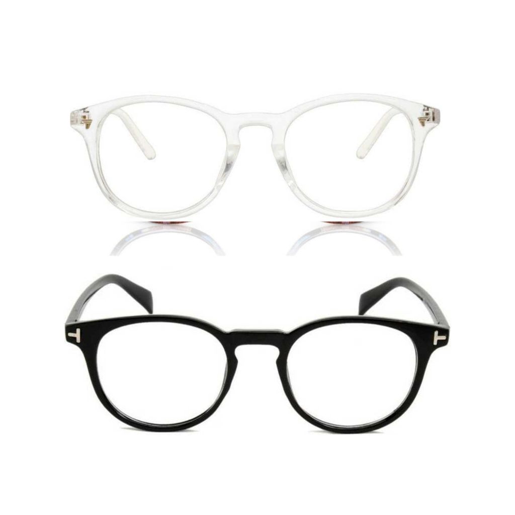 4Flaunt UV Protected & Anti Glare Oval Spectacles Optical Frame, Customizable Lens, Helps In Minimizing Digital Headache, Better Sleeping For Men & Women (Transparent & Black) view 2