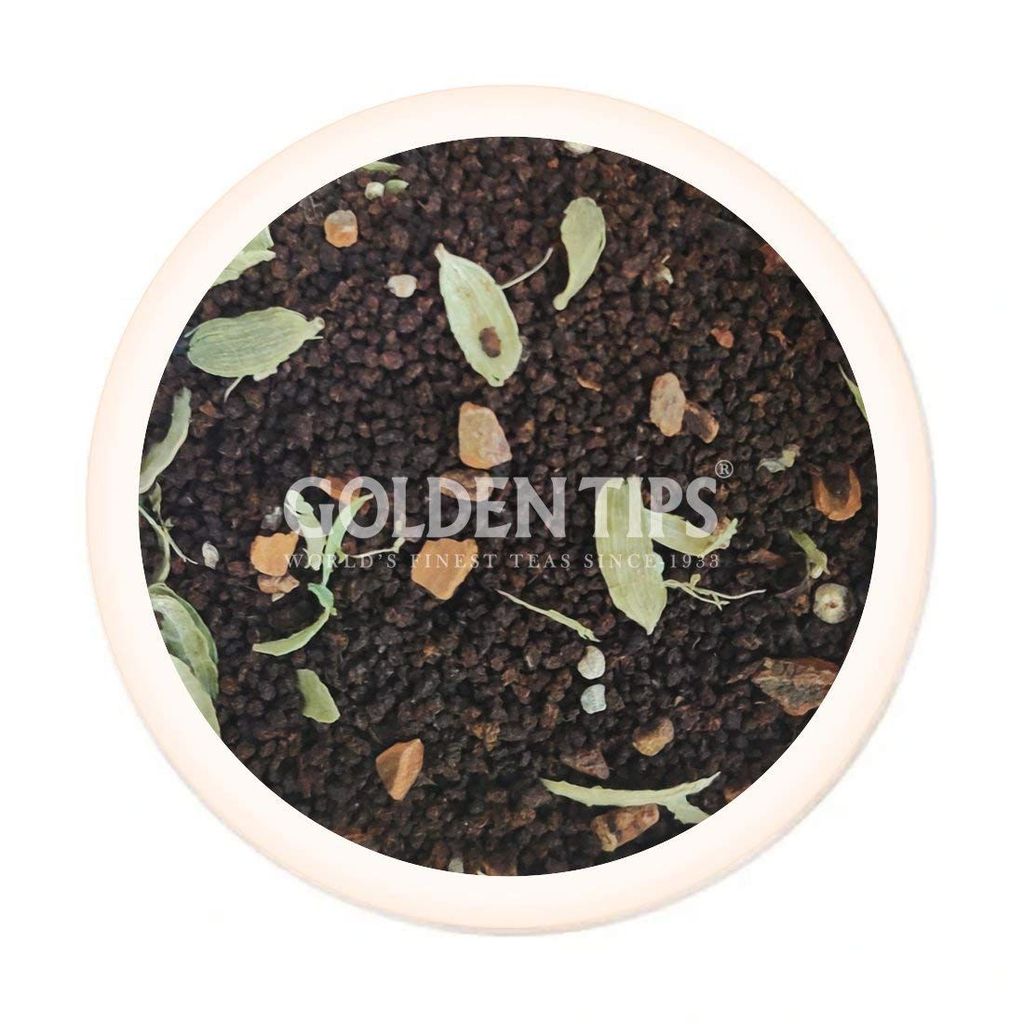 Golden Tips Indian Masala Chai, Loose Leaf Black Tea with Green Cardamom & Cinnamon, Spiced Tea Blend, Bold & Aromatic Flavor, Traditional Indian Chai (100 Gram, 50 cups) view 2