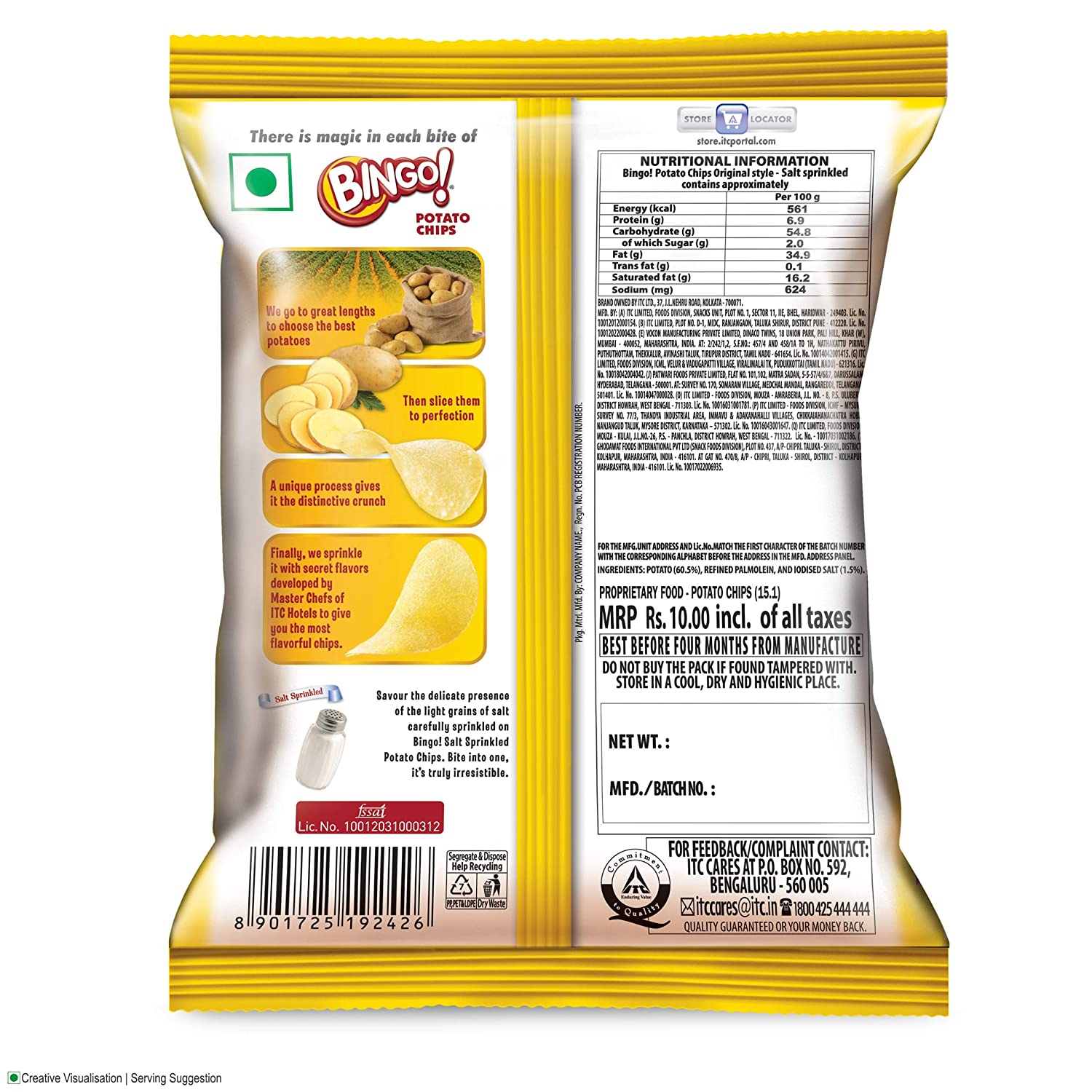 Bingo! Potato Chips - Salt Sprinkled, 25.5 gm view 2
