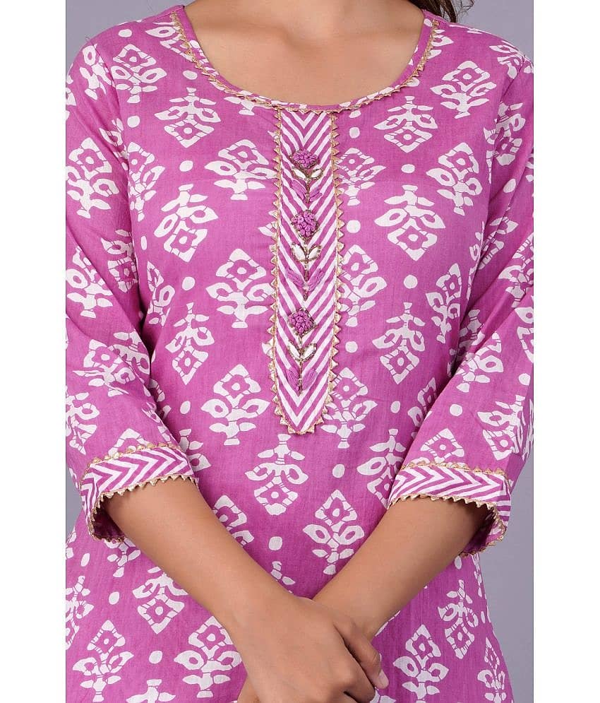 AAYUFAB Rayon Printed Kurti With Pants Women's Stitched Salwar Suit - Pink ( Pack of 1 ) view 2