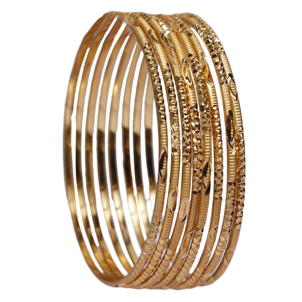 Gold-Plated Textured Handcrafted Womens Bangles/ Designer Party wear Bangles/ Bangles/ Set of 8 view 2