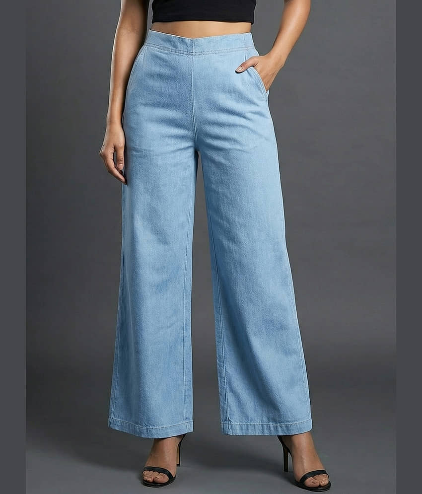 Addyvero Women Denim Wide Leg Trousers ( Light Blue ) view 2