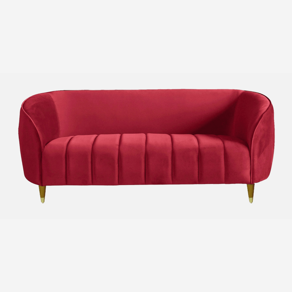 ARENA Happy (3+2) Velvet Red Sofa Set view 2