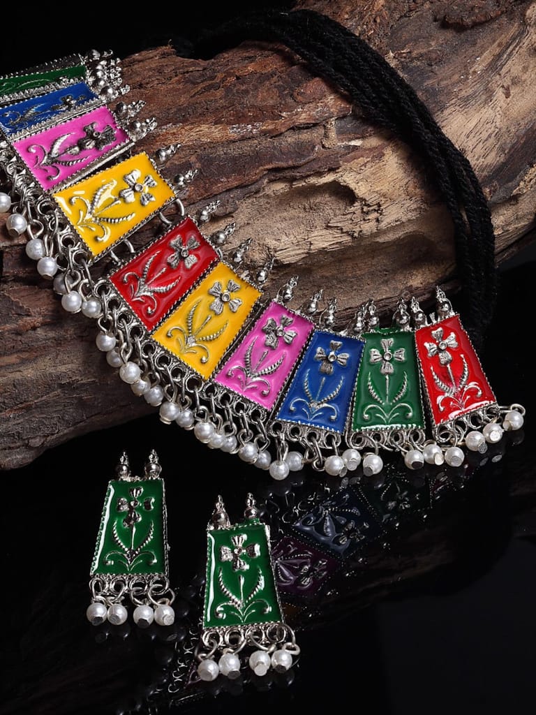 Pujvi fashions Multicolor Meenakari Choker Necklace set view 2