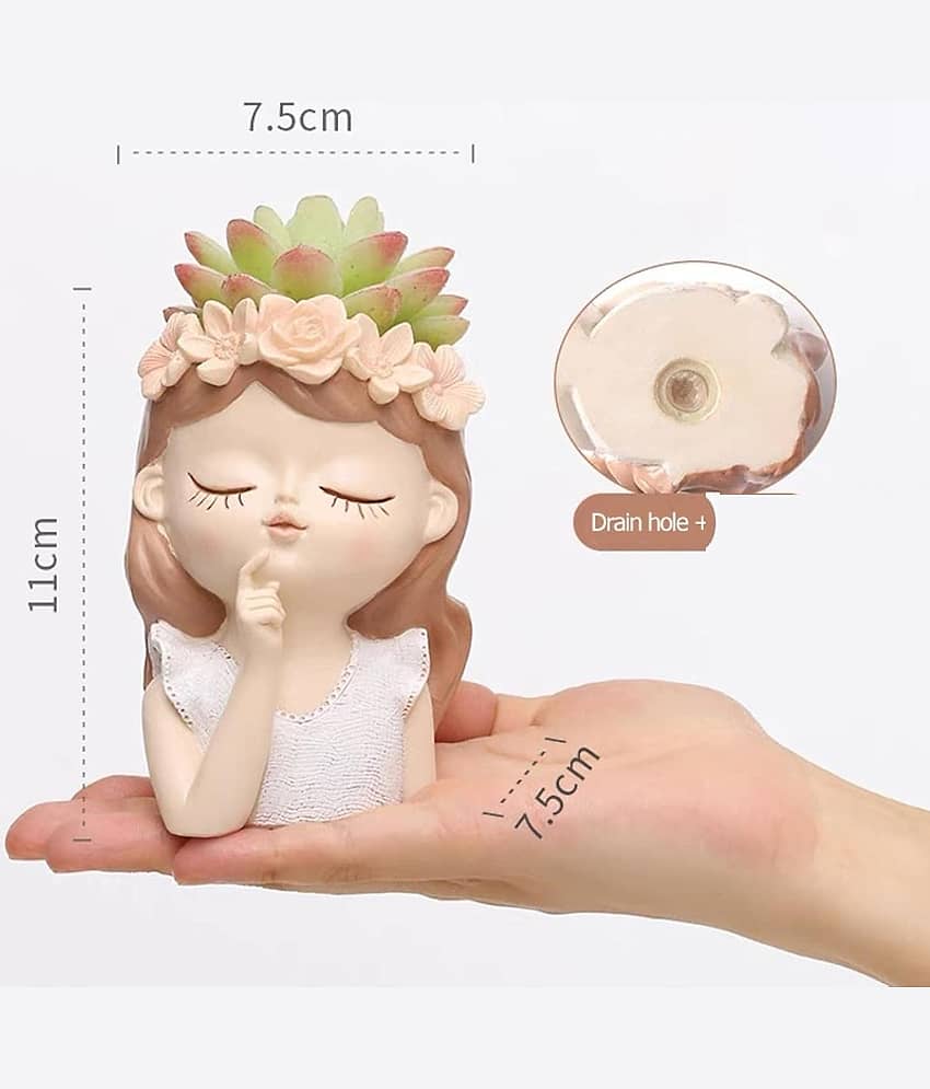 Cute Beautiful Combo Flower Girls Succulent Planter Pots Container | Garden Decor Set for Home Office Desktop Gift Decoration (Chick Girl) view 2