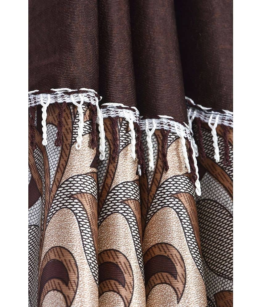 Stella Creations Set of 2 Window Eyelet Curtains Floral Brown view 2