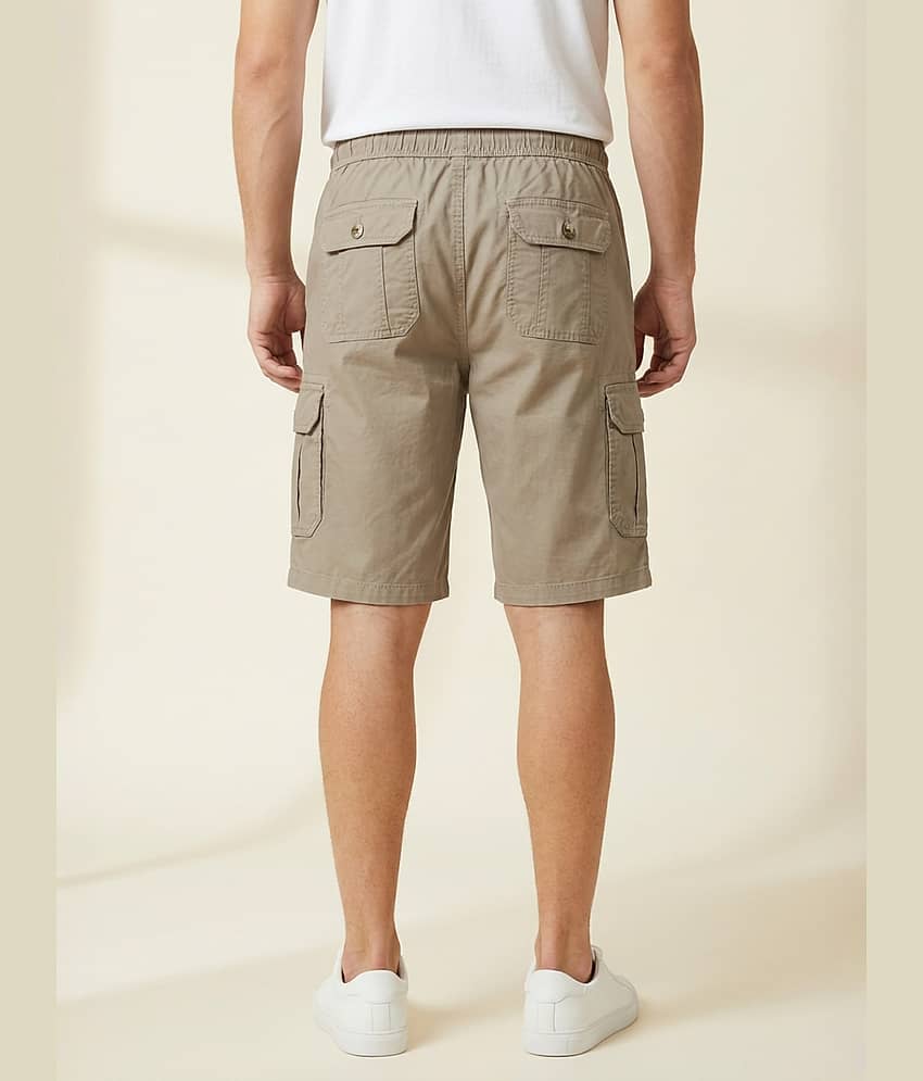 plounge Khaki Cotton Blend Men's Shorts ( Pack of 1 ) view 2