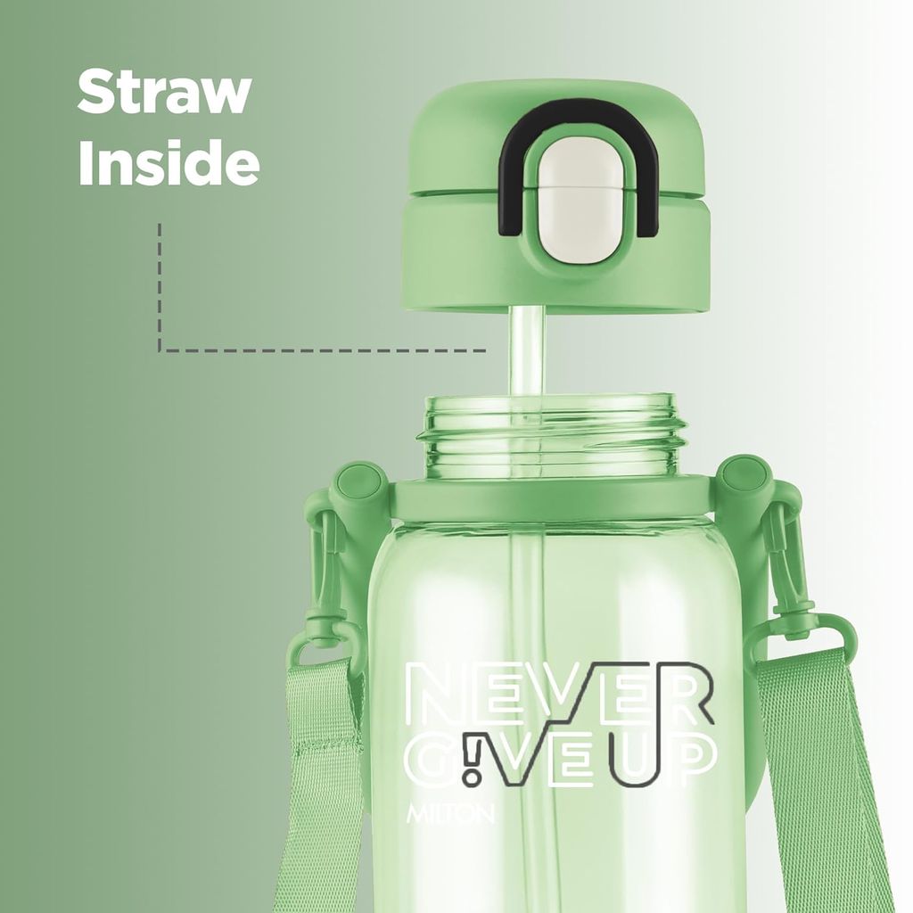 MILTON Regan 1000 2-in-1 Lid Sip or Gulp Water Bottle 1 ltr | Sturdy Handle And Strap | BPA Free| Food-Grade | One-Touch Open | Leak-Proof | Ideal for Office, School, College, Gym view 2
