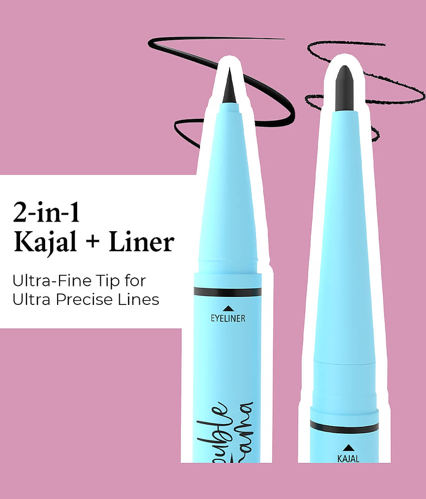Glam21 Double Drama Eyeliner Kajal Duo Dramatic High Pigment Smudge And Waterproof 0.55 G Black view 2