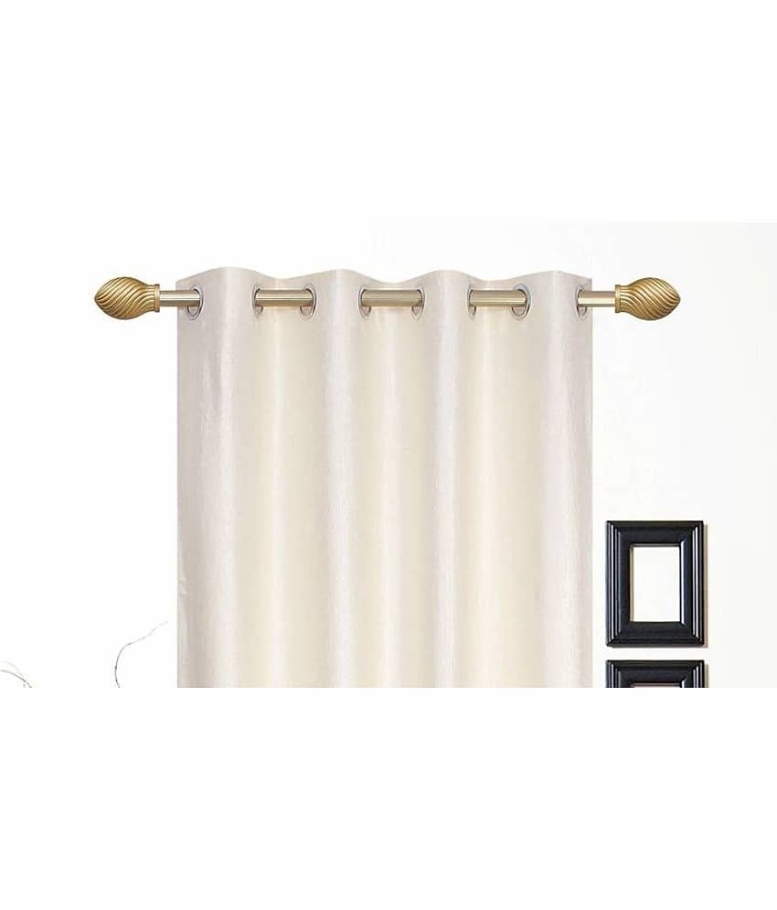 N2C Home Solid Semi-Transparent Eyelet Curtain 9 ft ( Pack of 2 ) - Cream view 2