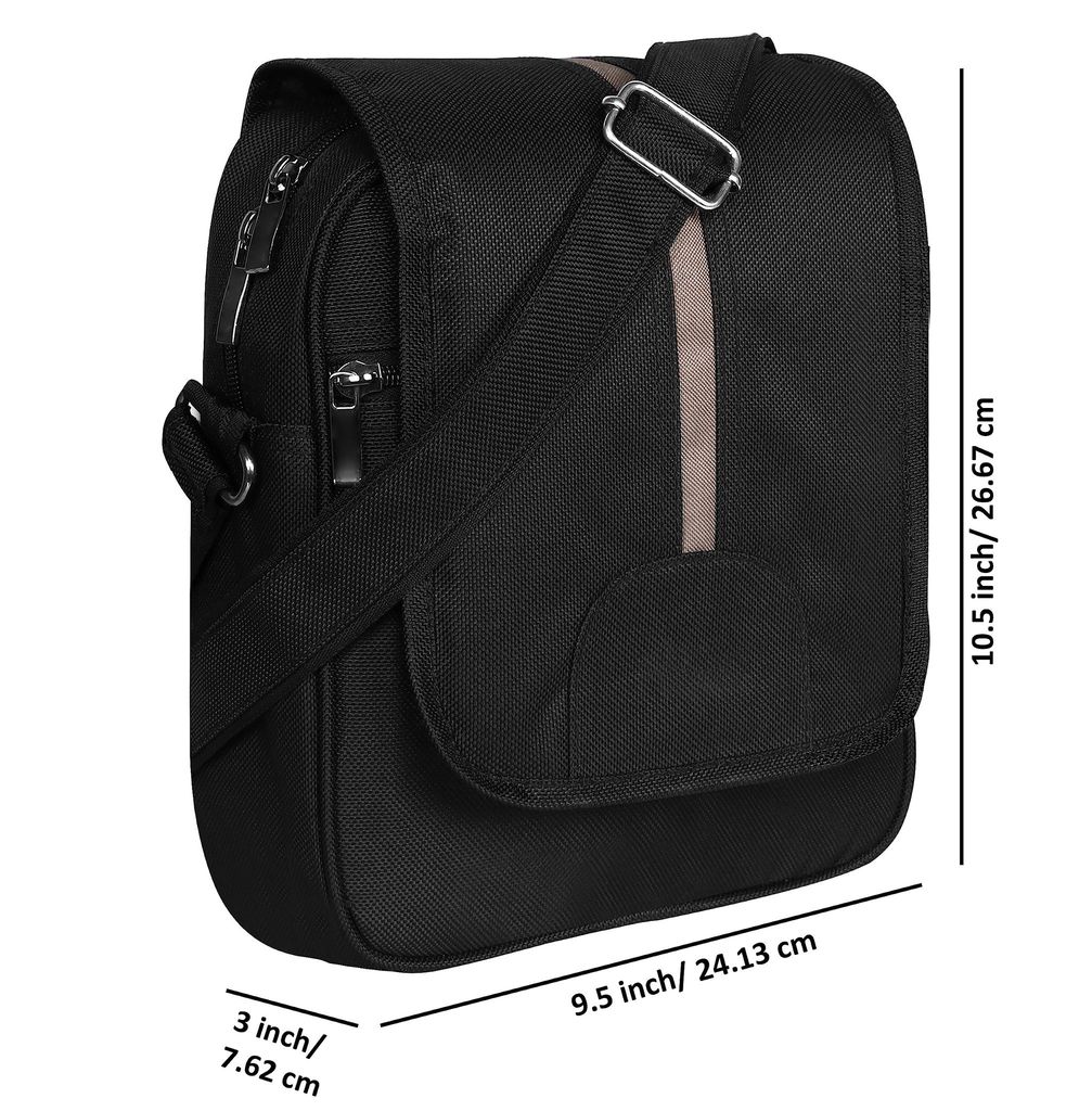 Black Stylish PVC Coated Matty Fabric Cross Body Sling Bag For Men SL09 view 2