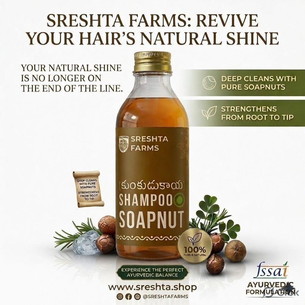 Sreshta Farms Soap Nut Shampoo 450ml | Natural Reetha Shampoo | Herbal Hair Cleanser view 2